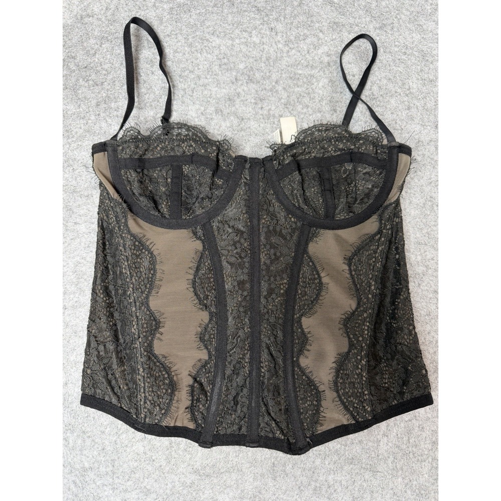 Urban Outfitters Out From Under Womens Corset Top Small Black Lace Y2K Cropped